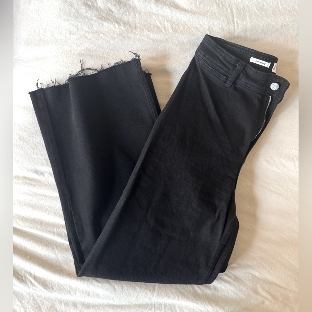 Mango Catherine Culotte High Rise Jeans - Black Size 6